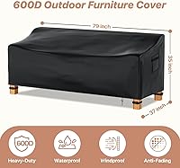 Vista 2 de Funda para sofá de exterior impermeable, 230 cm de ancho x 107 cm de profundidad x 81 cm de alto, fundas para muebles de patio impermeables, funda