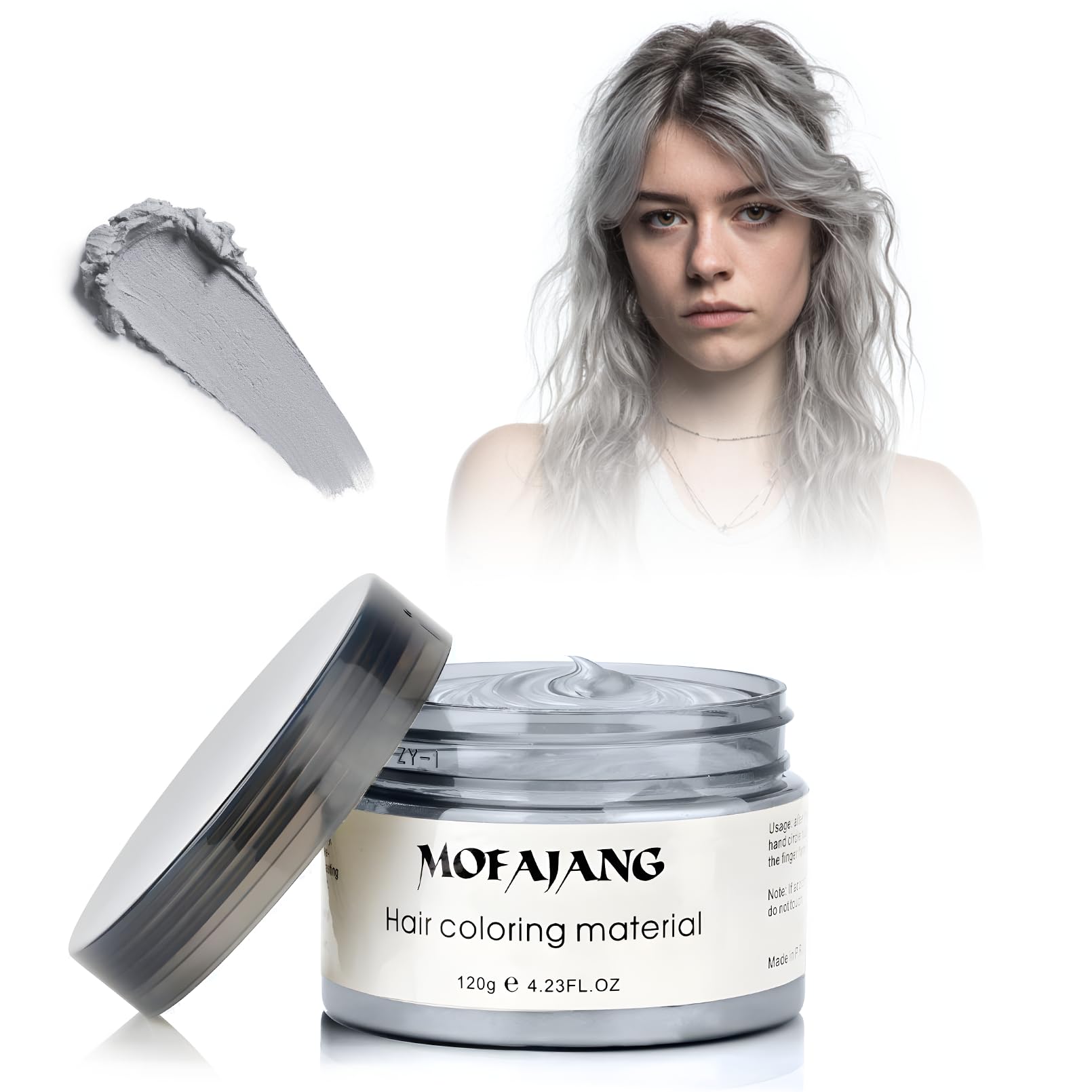 SOVONCARE Sliver GrayTemporary Hair Color Wax Washable Gray Hair Dye for Men & Women, All-Day Hold Disposable Hair Styling Clays for Party, Cosplay & Daily 4.23 oz
