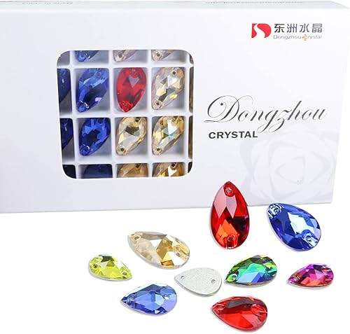 Miniatura 8 de DONGZHOU Cristales de lágrima para ropa, juego de diamantes de imitación para manualidades, diamantes de imitación de parte trasera plana, mezcla de