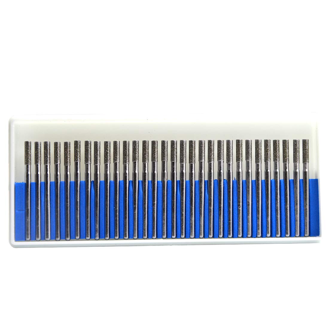 WKSTOOL 30Pcs Flat Cylinder Diamond Burrs,3mm Head Dia,3mm Shank,Grinding Sanding Sharpen Deburr Grind Abrasives Rotary Bits for Jewelry Glass Jade