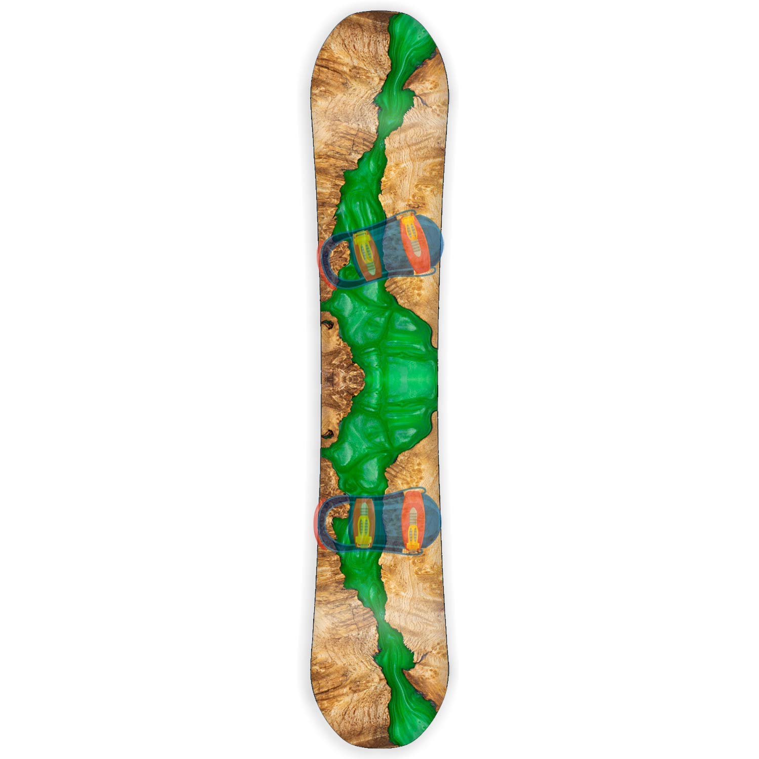 Snowboard Wrap Graphic Sticker Skin Cover - Includes Breakaway Knife - Universal Fit up to 65 inches and 14 inches Wide - Green Resin Wood