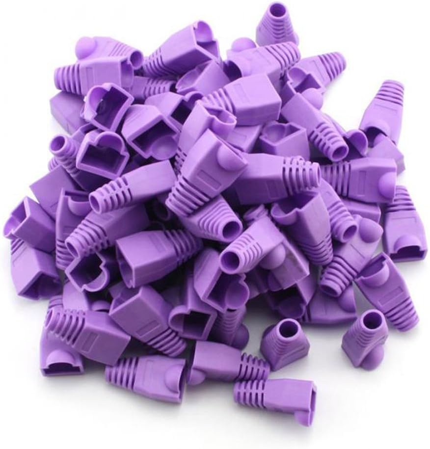 100pcs RJ45 Cat6 Cat5E Ethernet Cable Snagless End Boots Cap Connector Cover Modular ((Purple)