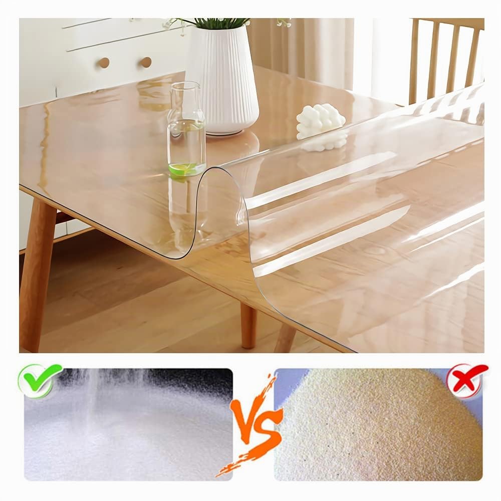 Nappe de table imperméable en PVC transparent de 1,5 mm - Facile à nettoyer - Pour la maison et la cuisine - Transparente - 90 x 220 cm