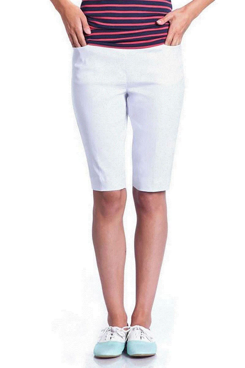 Slim-Sation Womens Wide Band Pull-on Solid Walking ShortShorts
