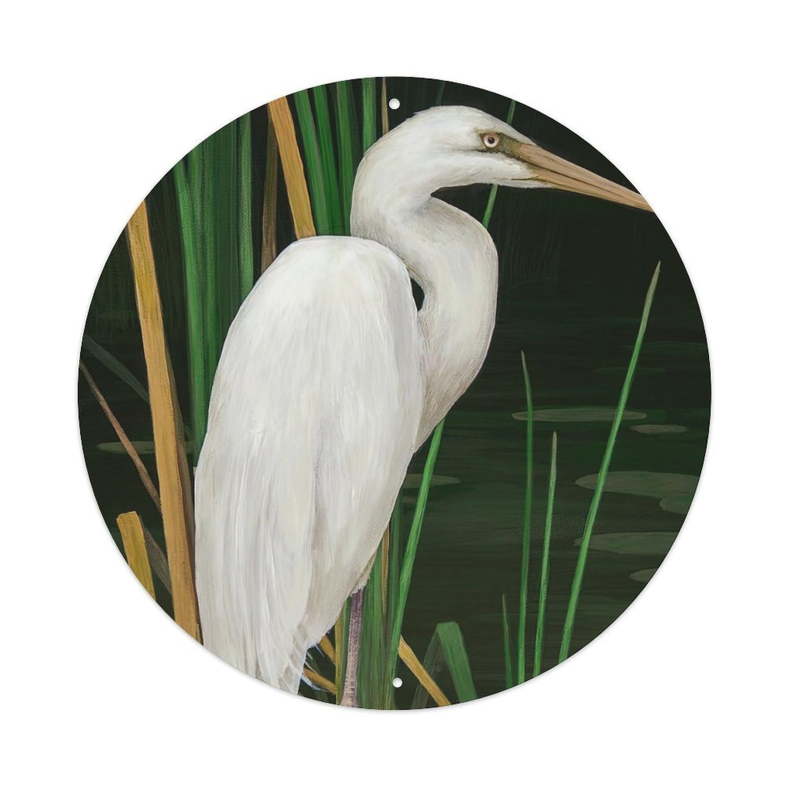 Animal Birds Artwork Little Egret Vintage Metal Tin Sign Plaque Wall Decor for Cafe, Club Bar, Office, Garden Metal Poster 8x8Inch