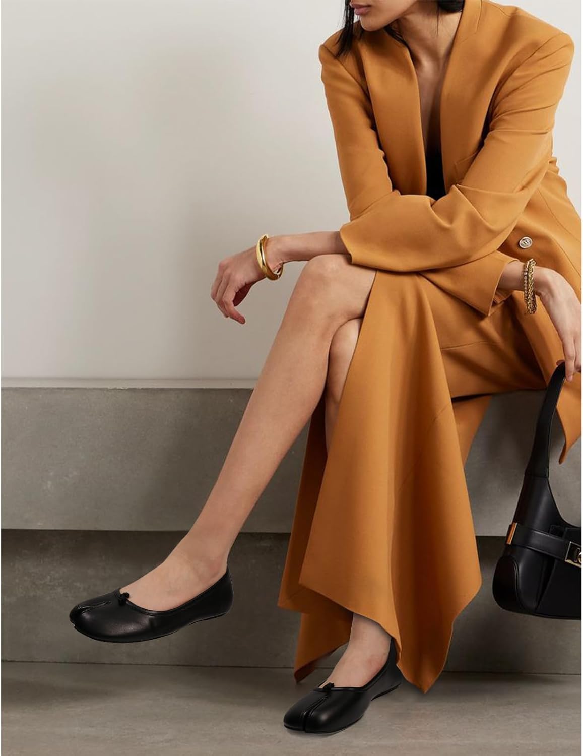 VBDB Tabi Ballet Flats Shoes for Women Rounde Toe Wide Width Split Toe Low Heel Comfortable Flats Shoes - Image 2