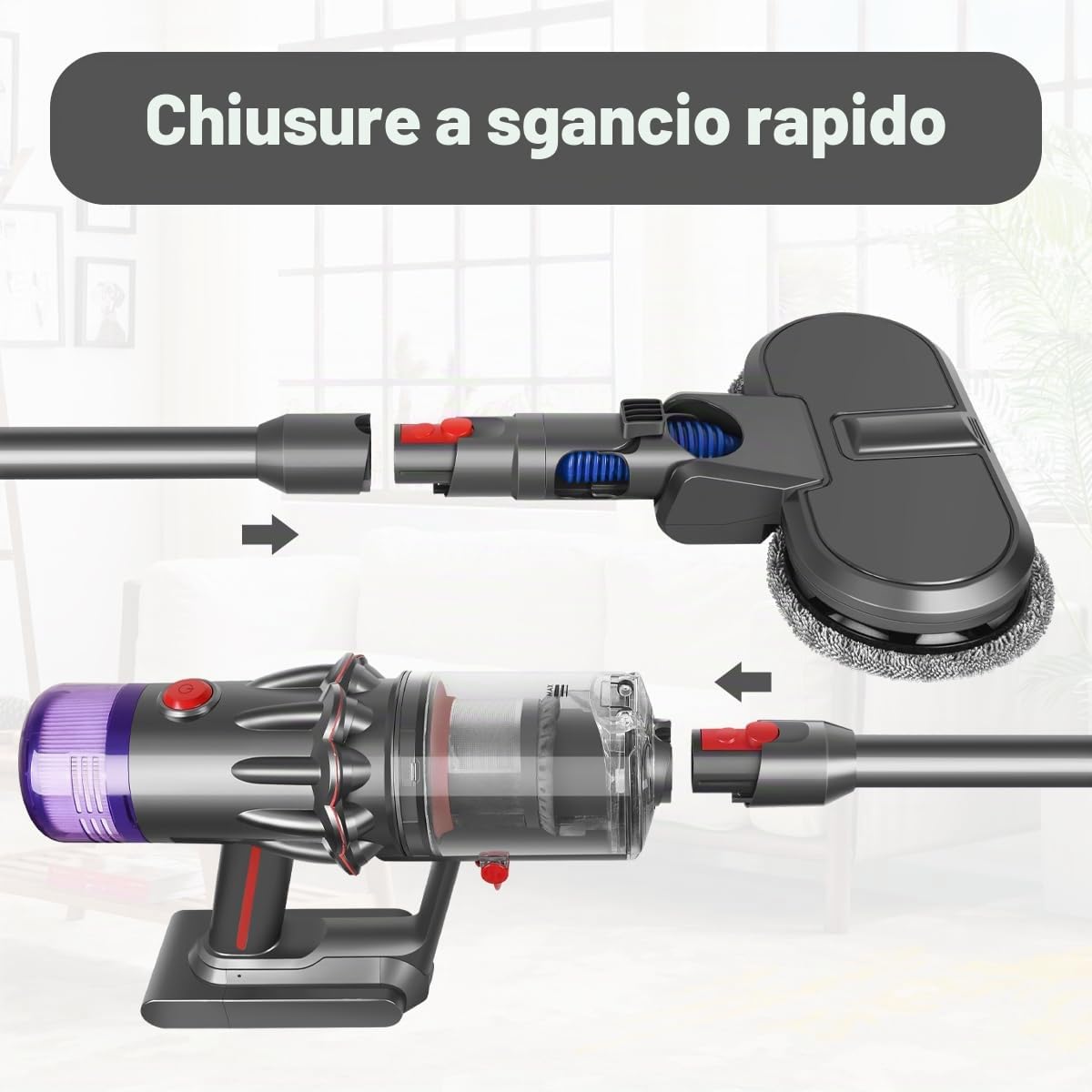 Tubo di Prolunga per Dyson v12 Slim Aspirapolvere, Tubo a Sgancio Rapido di Ricambi con 74 cm di Lunghezza - grey