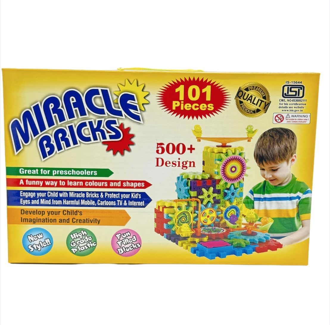Magic City Miracle Bricks Motorized Spinning Gear Building Block Toy Sets Interlocking Learning and Educational Game for Kids (Miracle Brick 101)