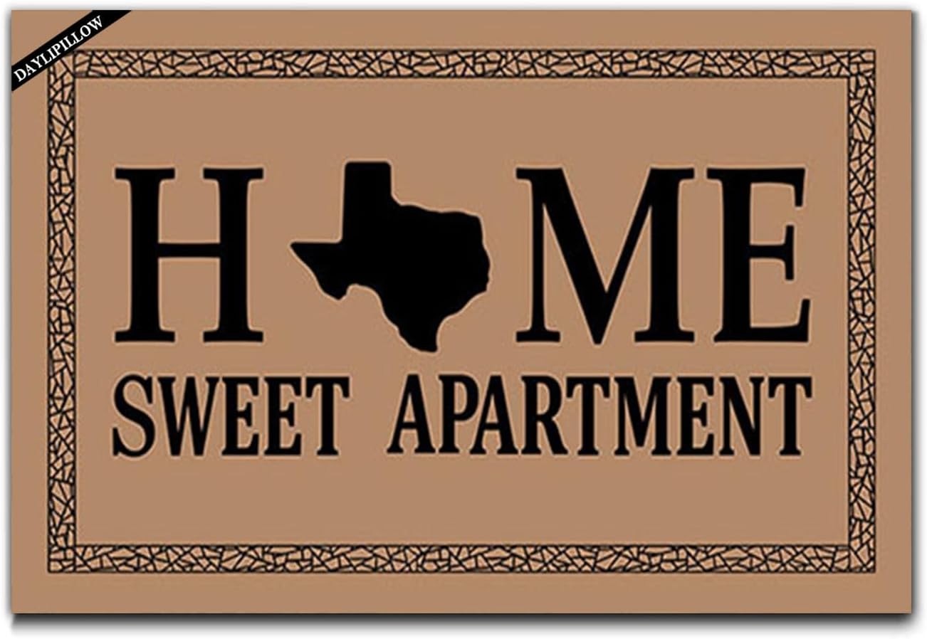 Home Sweet Apartment Doormat Non Slip Rubber Backed Entryway Rugs,Texas Front Door Mat Welcome Mat Entrance Bathroom Mats 23.6" x 15.7"
