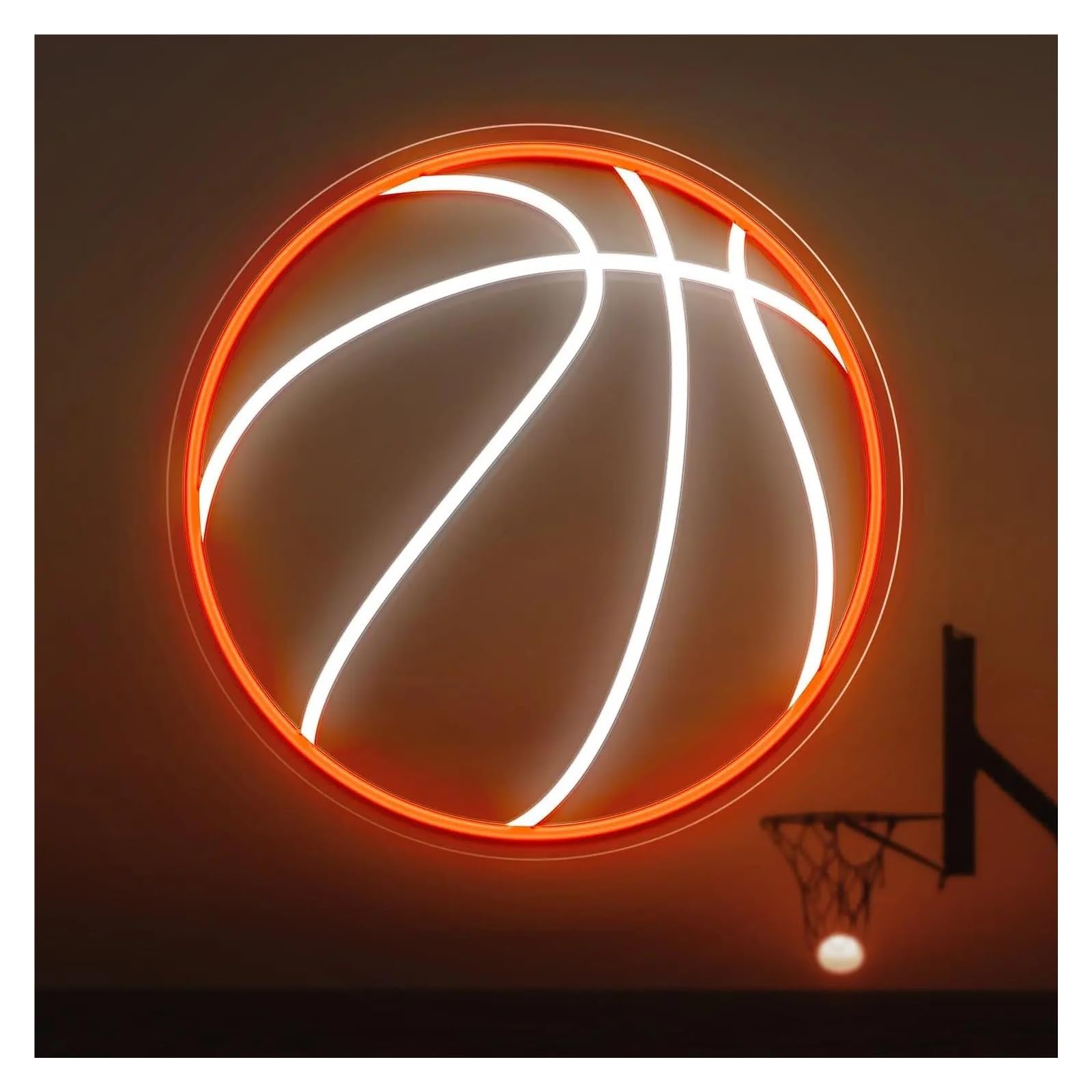 RONGCH Hanging Art Signs Basketball Neon Sign for Wall Decor Bedroom Shop Sports Bar Club Decor USB Powered Dimmable 32x32cm