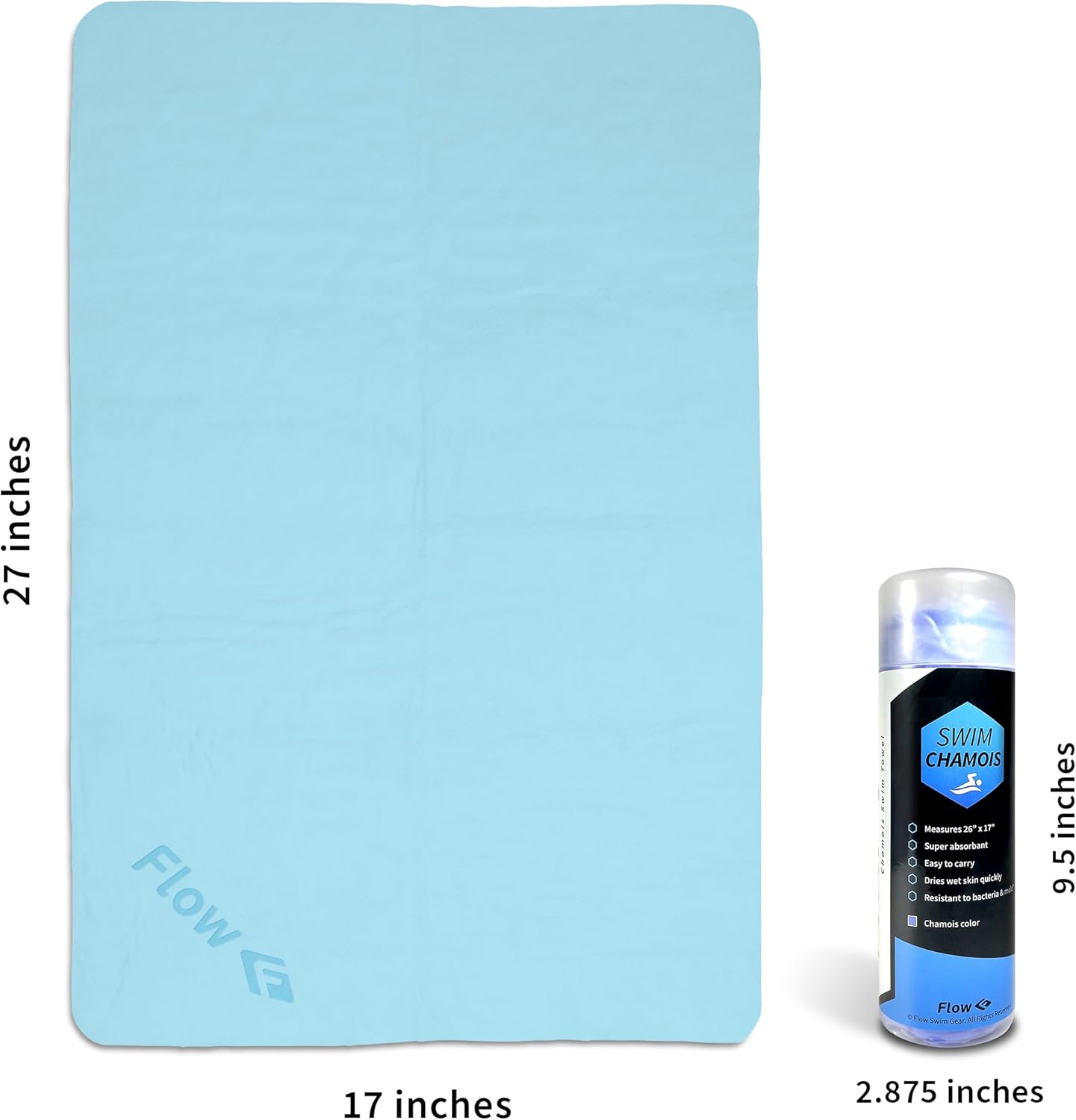 Flow Swim Chamois Towel - 26" x 17" (Aqua)