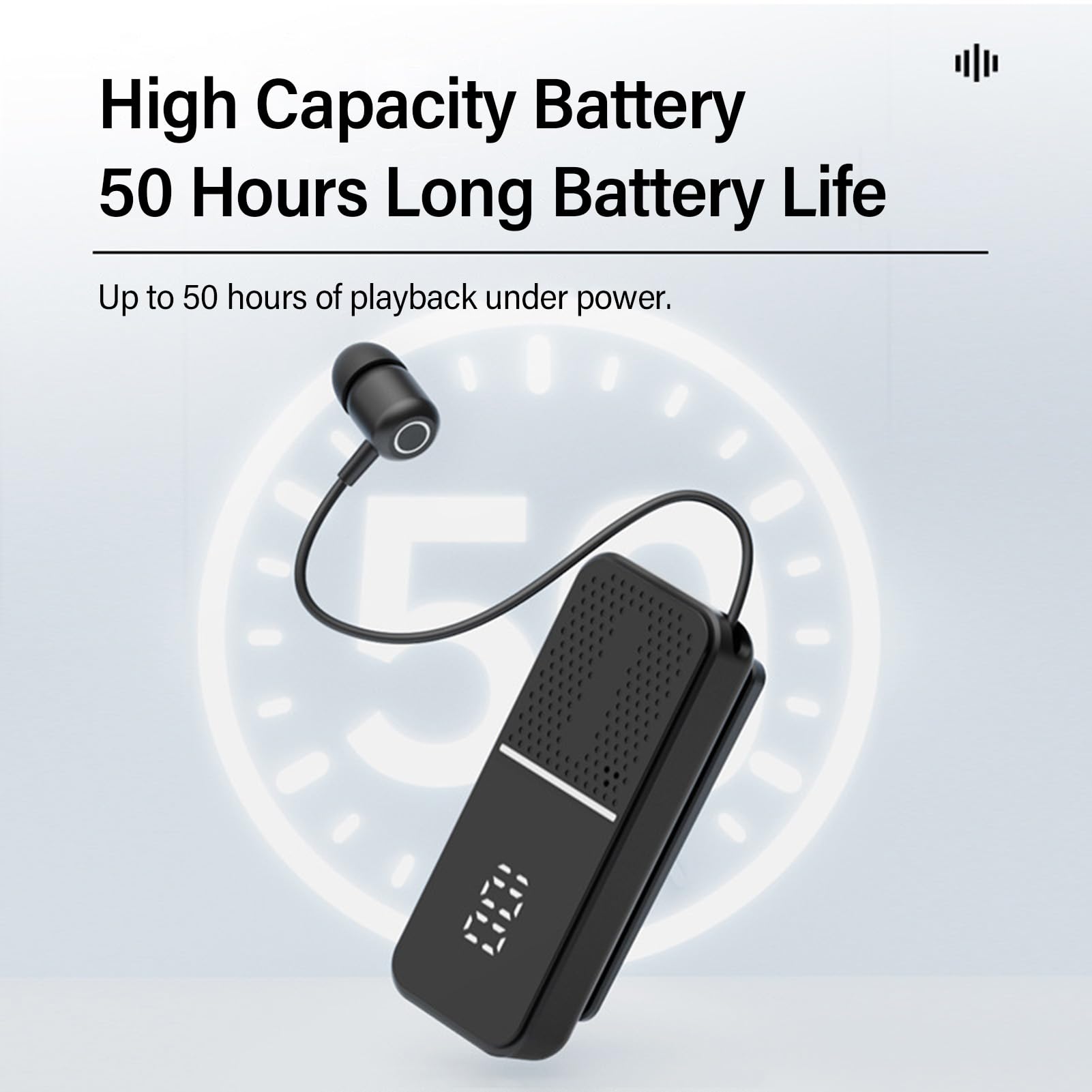 Auriculares Bluetooth con Cable Retráctil, Auriculares Inalámbricos V6.0, Clip de Micrófono de Cancelación de Ruido en el Auricular, Conectarse a 2 Teléfonos, para Conductor (Black)