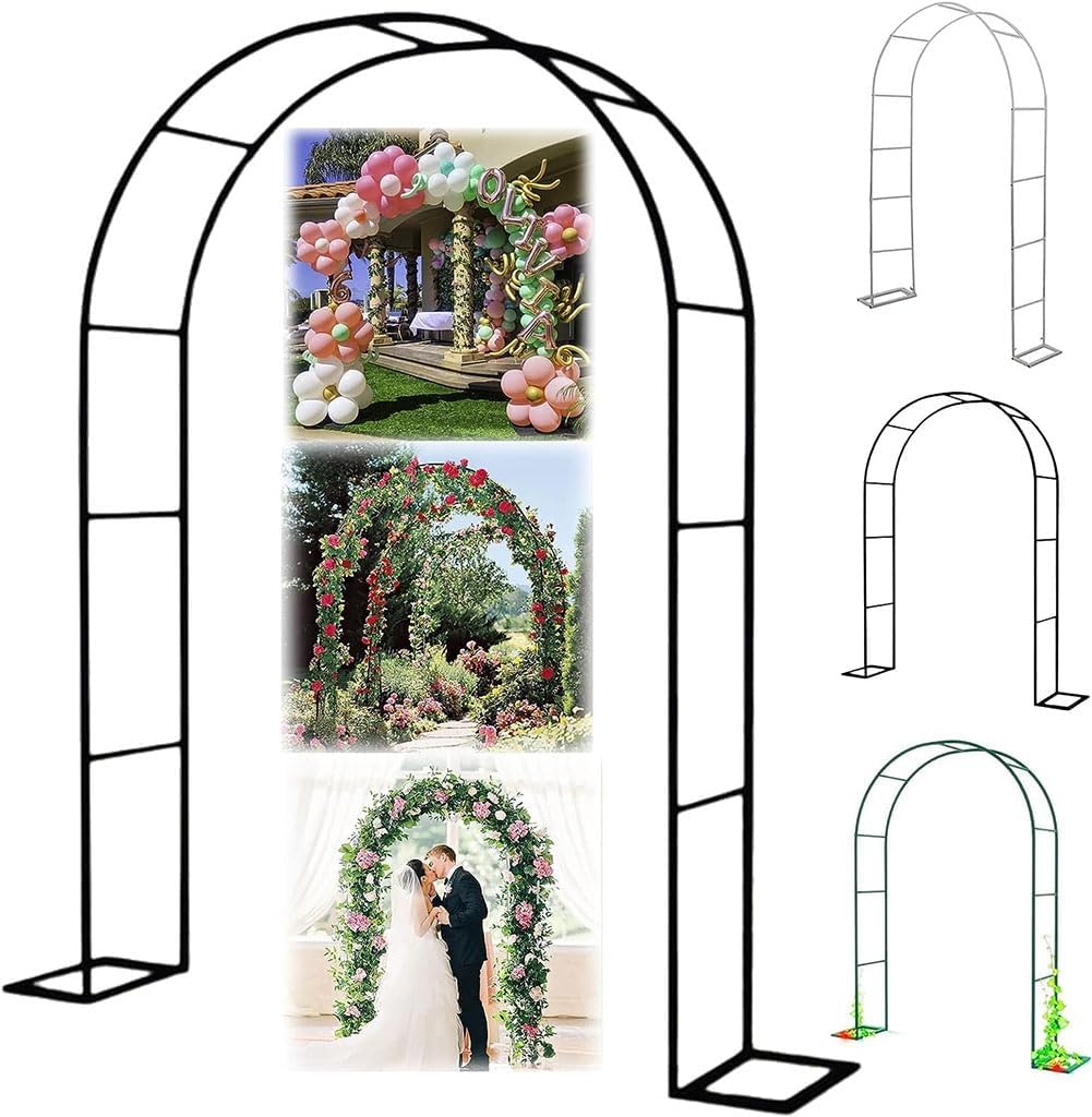 Black Steel Garden Arbor Wedding Arch Metal Arbour Pergola Tubular Frame Trellis Archway for Climbing Plant Roses Vines 180Cm 140Cm Wide,Green,W3M*H2.2M