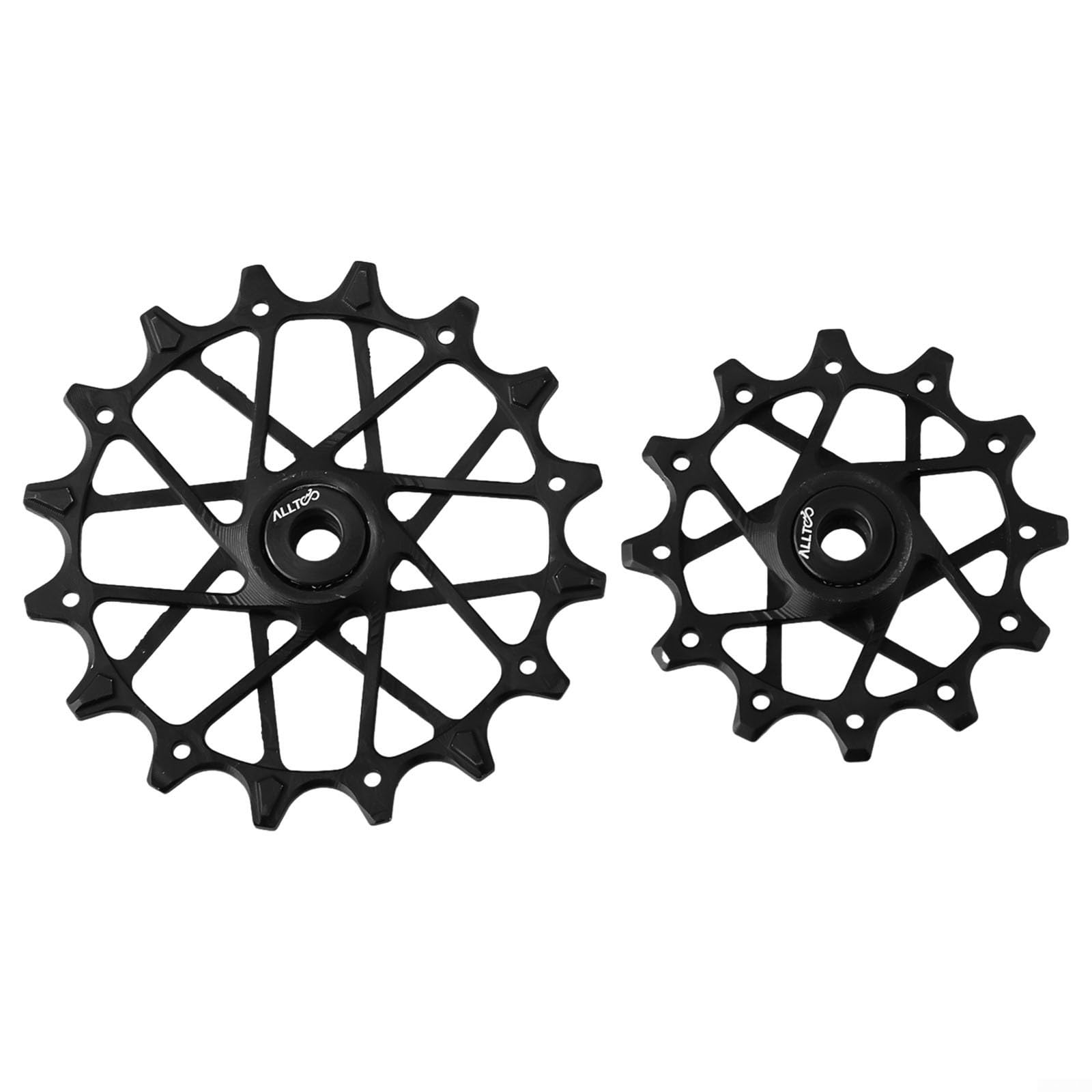 Lot de 2 poulies de dérailleur arrière de vélo, 12T + 16T, roulement à billes pour Sram, 67,4 x 7,5 mm, alliage d'aluminium, 16T est une roue étroite et large