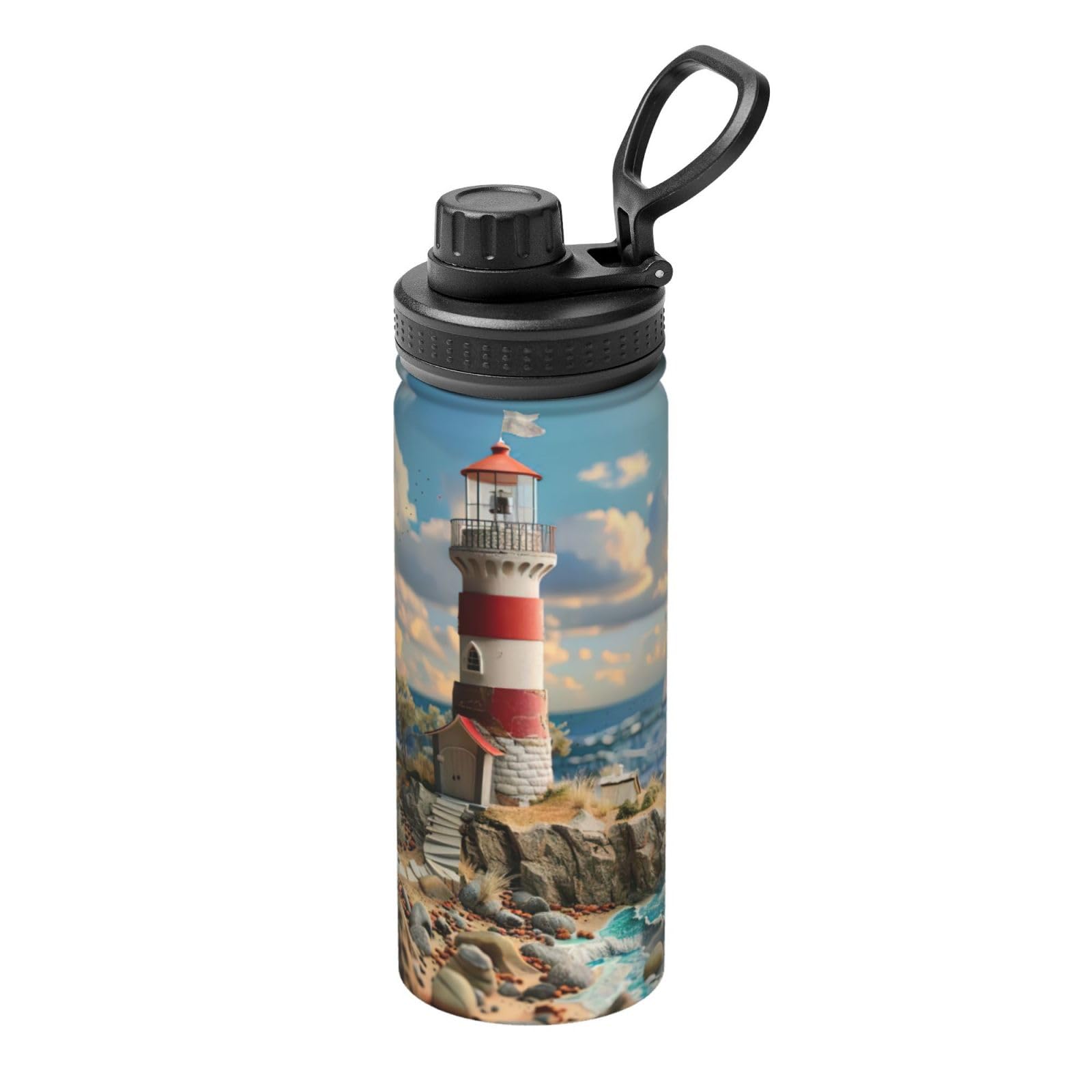 Kfjghhl Insulated Stainless The Seaside Lighthouse Steel Water Bottle For Sport Gym Travel Leak Camping Hiking Hydration
