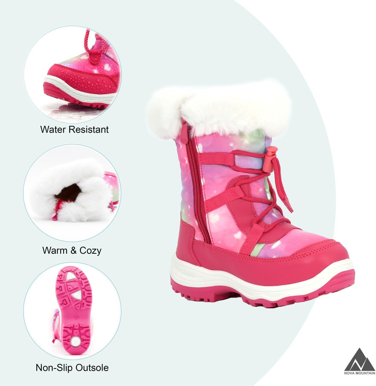 Light Up Boots Boys Girls Little Kids Winter Snow Boots