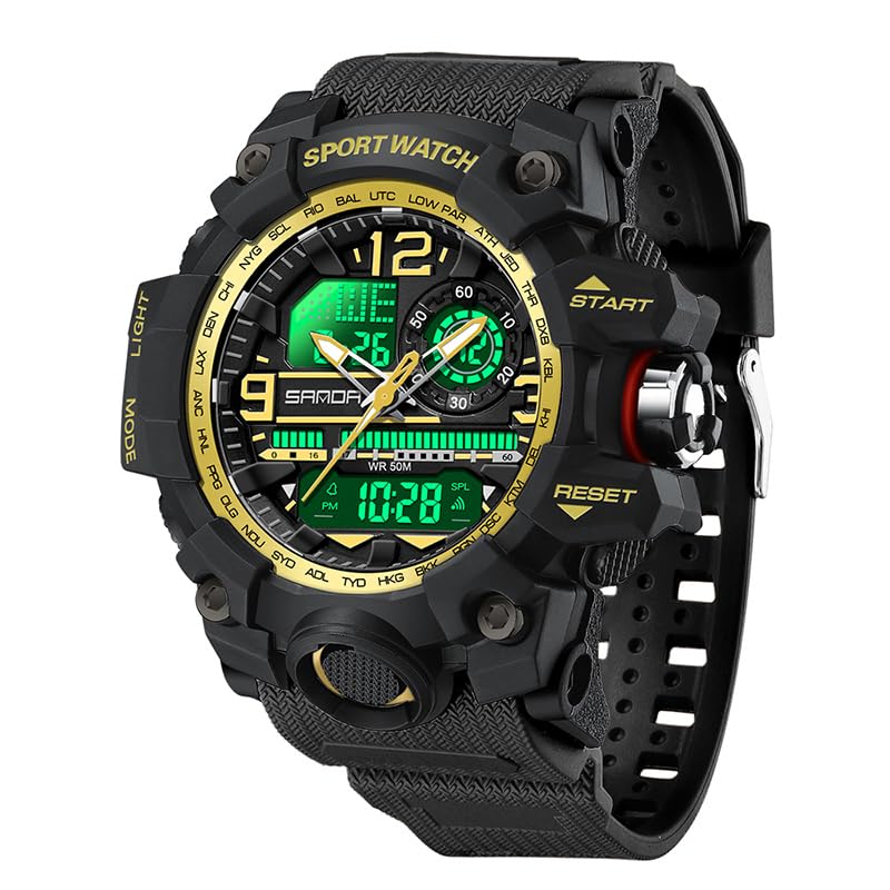 FANMIS Mens Analog Digital Sports Watches Multifunctional 50M Waterproof LED Alarm Backlight Watch Analog Large Face Electronic Alarm Stopwatch Countdown for Men2
