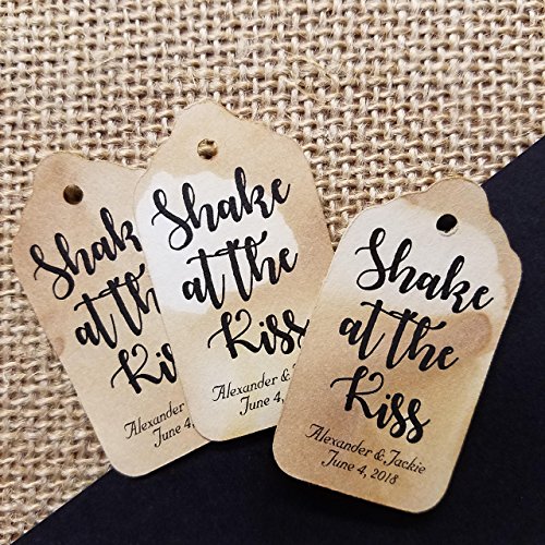 Shake at the Kiss Personalized. SMALL Tea Stained Favor Tag sets of 50