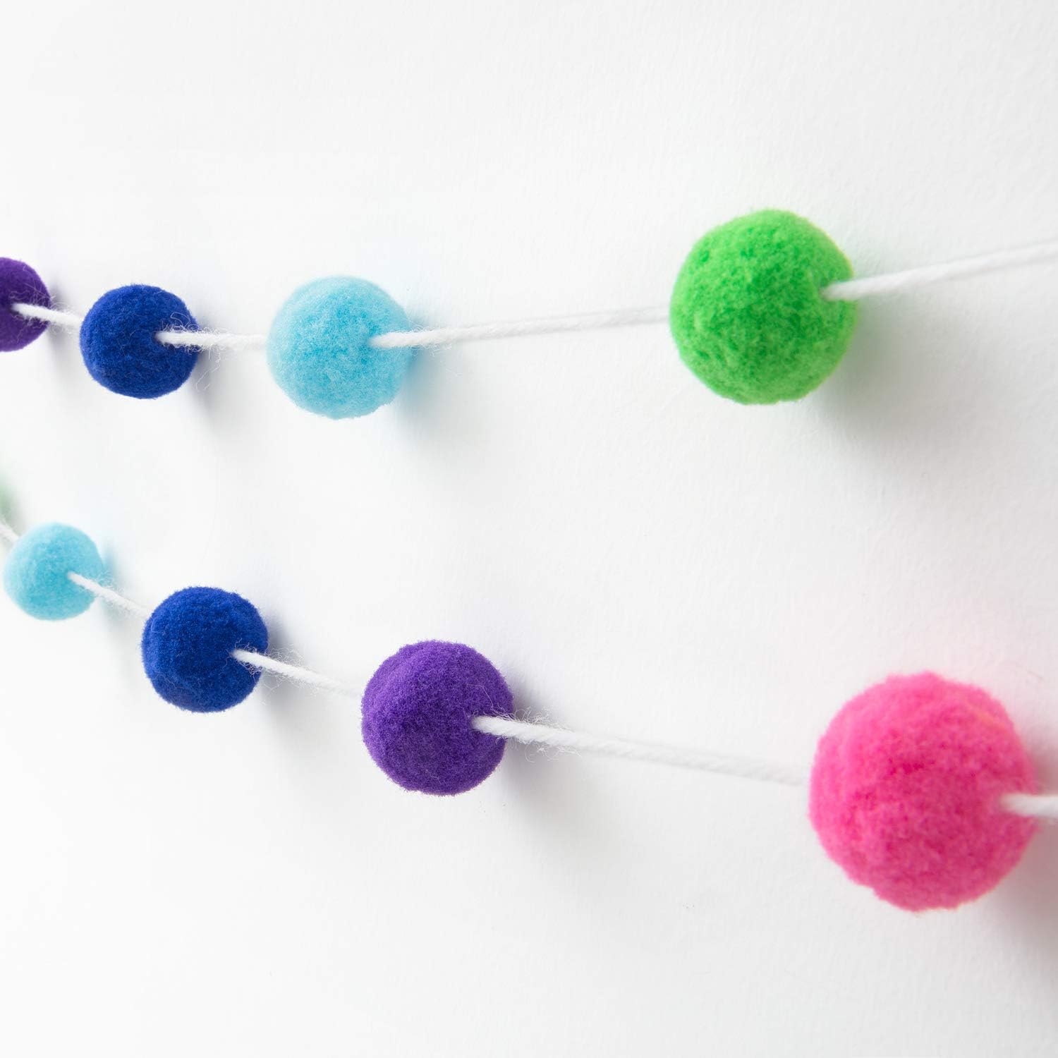 Mkono Tassel Garland Pom Pom Ball String Banner Macrame Rainbow Wall Hanging Decorative Colorful for Boho Home Decor, Party Supplies, Baby Room, Nursery, Classroom, Dorm Room 2 Pack ,Small
