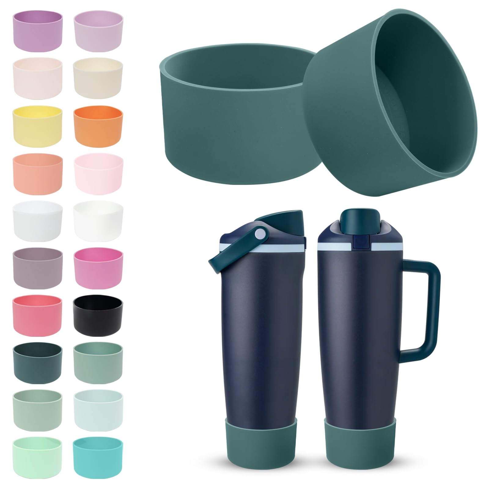 Kaitiaki 2Pcs Silicone Boots for 30oz & 40oz Owala Bottles Sway & Tumblers – Non-Slip, Scratch-Resistant, Stability Enhancer for Owala Accessories, Available in 18 Colors (Blue Spruce) — image 1