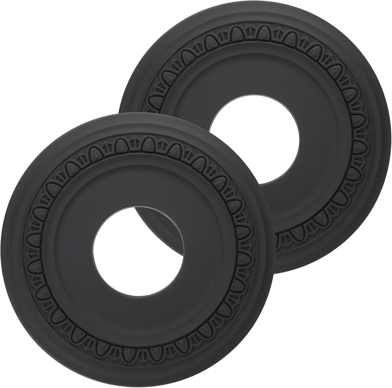 PATIKIL Ceiling Medallion, 2 Pcs 12" OD x 4" ID PU Decorative Ceiling Light Medallion Chandelier Medallion Petal Ceiling Light Cover Plate for Ceiling Light Fixtures Fans, Black