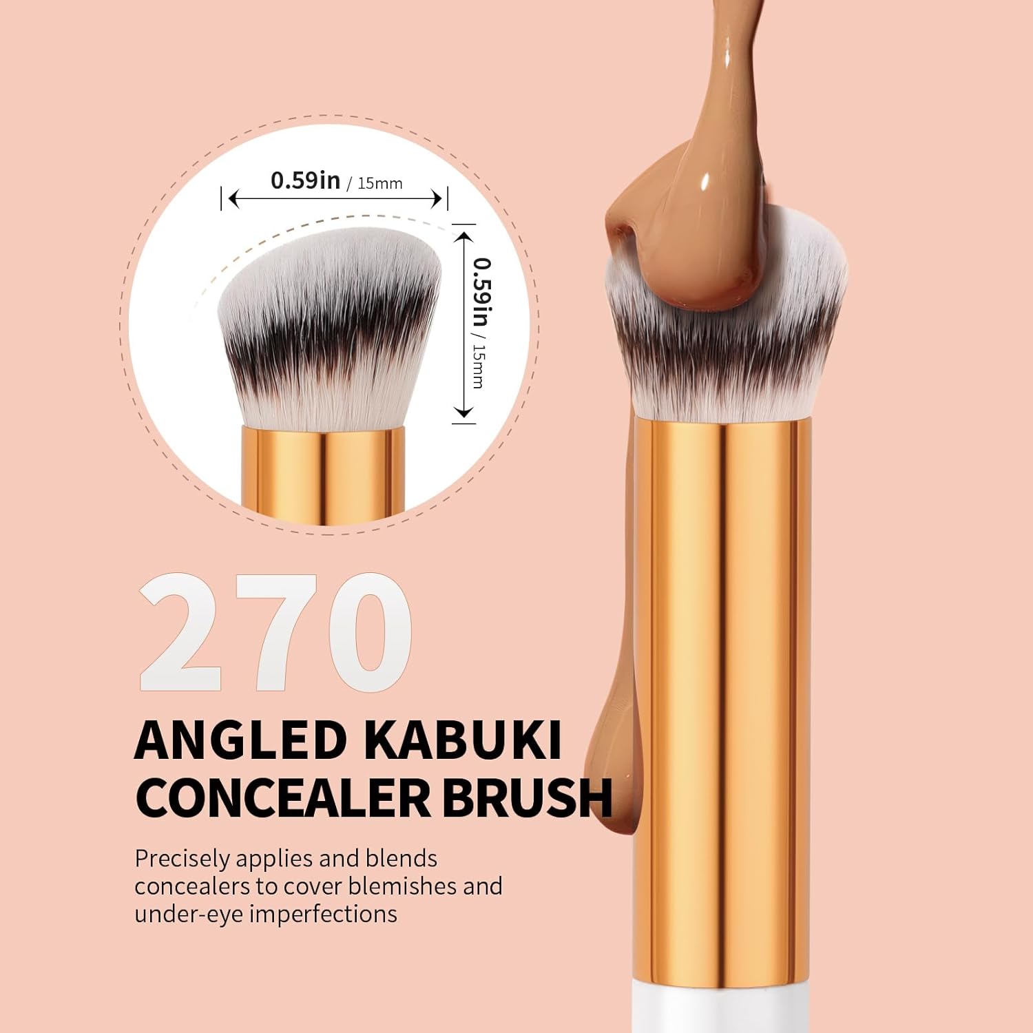 docolor Concealer Brush 270 Angled Concealer Brushes Under Eye Mini Angled Flat Top Kabuki Nose Contour Brush for Concealing Blending Setting - Image 2