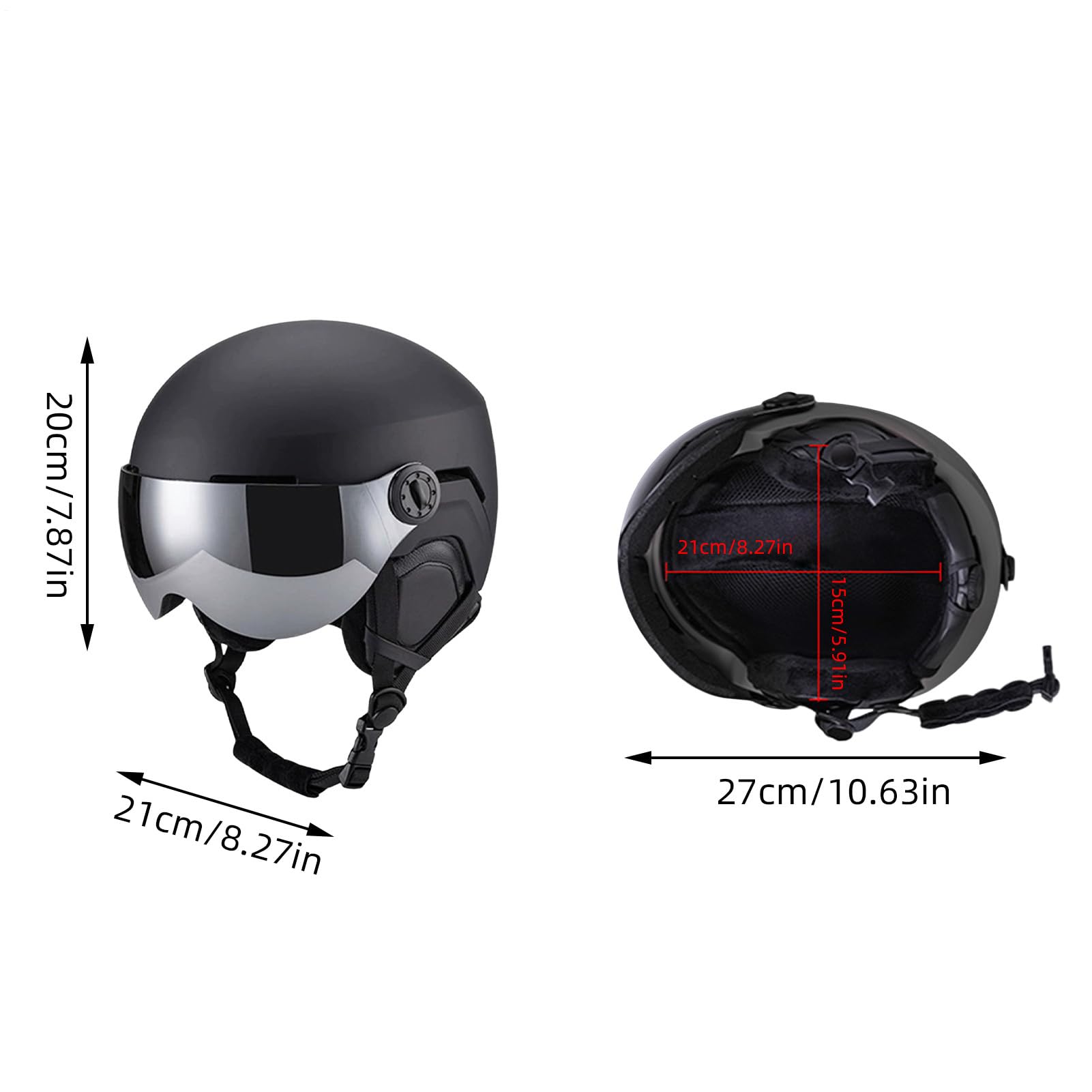 Ski Helmet - Warm Shockproof Hat with Goggles for Winter Safety, Outdoor Protective Snow Ski Helmet with Adjustable Fit, Accessory for Men Women Youth Adults Skiers Snowboarders Downhill