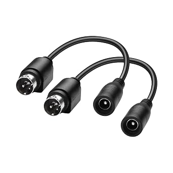 17CM 3 Pin DIN to 5.5 X 2.1mm DC Power Short Cable for CCTV Camera System Chargers Adapter 2-Pack