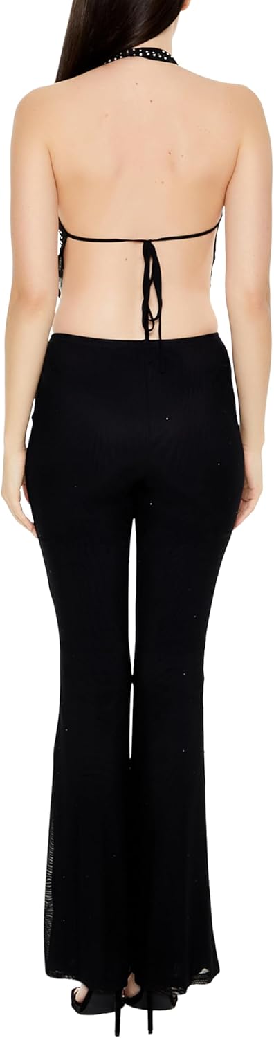 Forever 21 Womens Mesh Rhinestone Flare Pants - Image 4