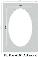 Vista 139 de CountryArtHouse Marco ovalado verde cazador de 5 x 7 pulgadas, sin ácidos, con núcleo blanco, corte biselado para fotos de 4 x 6, se adapta a marcos