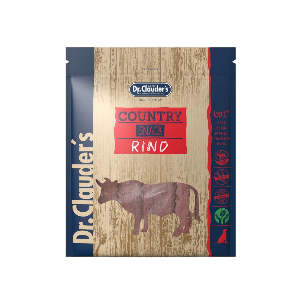 Country Snack Manzo | Snack per cani | 2 x 170 g | Essiccato a vapore | Dr.Clauder's | Integratore alimentare | Per favorire la normale funzione digestiva | 95% carne di manzo | Confezione doppia
