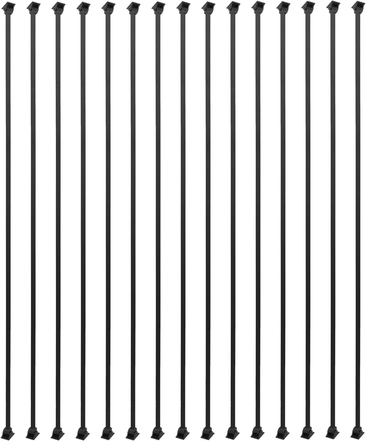 Sidasu 15 Pack Iron Balusters Square Hollow Stair Spindles 1/2" Metal Balusters with Iron Baluster Swivel Shoes for Staircase