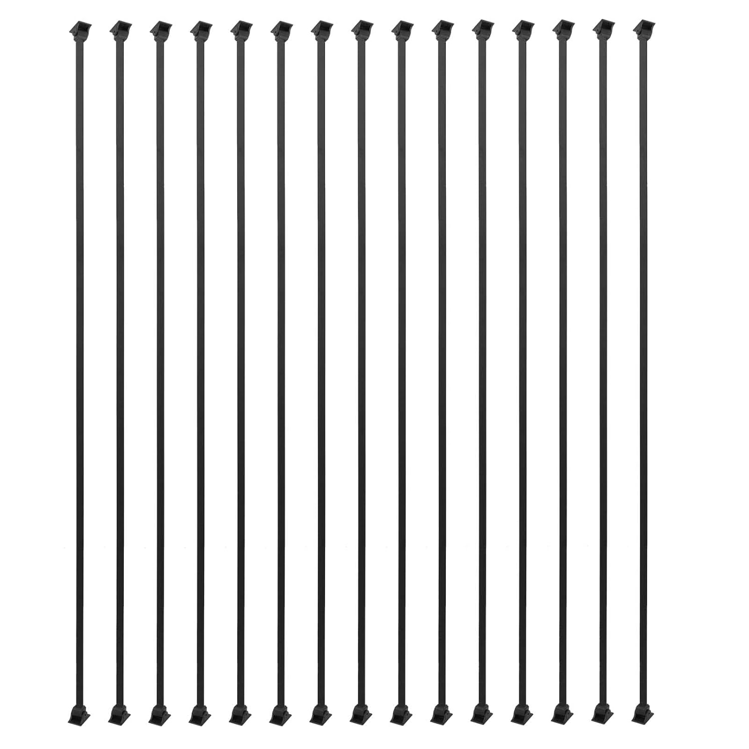 Sidasu 15 Pack Iron Balusters Square Hollow Stair Spindles 1/2" Metal Balusters with Iron Baluster Swivel Shoes for Staircase