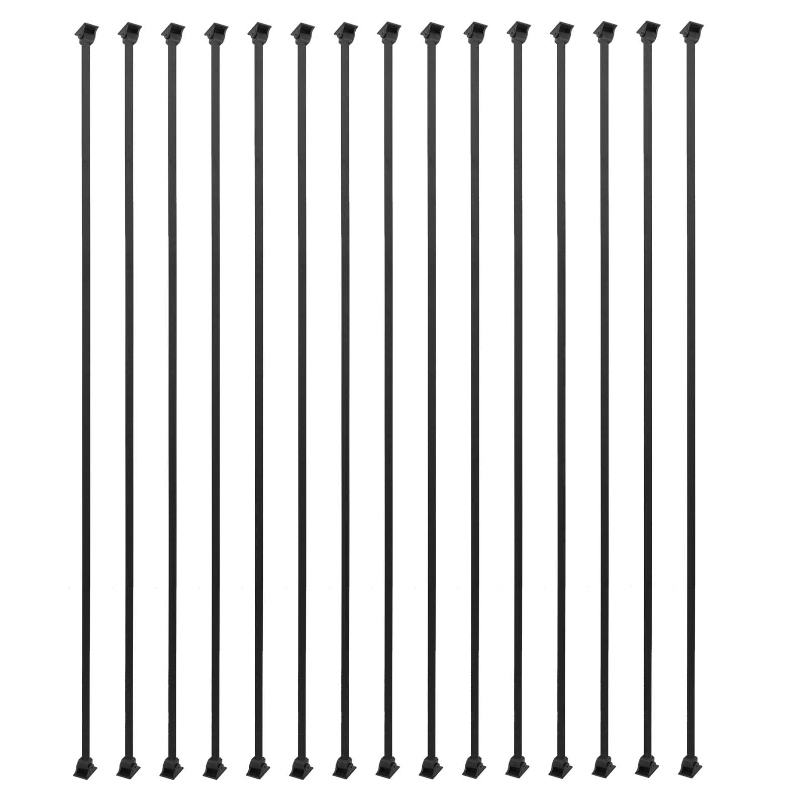 15 Pack Iron Balusters Square Hollow Stair Spindles 1/2" Metal Balusters with Iron Baluster Swivel Shoes for Staircase