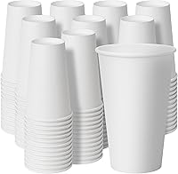 Vista 9 de RACETOP Paquete de 50 tazas de café de papel desechables de 16 onzas con tapas y mangas, vasos de papel desechables blancos, tazas calientes