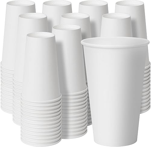 Miniatura 9 de RACETOP Paquete de 50 tazas de café de papel desechables de 16 onzas con tapas y mangas, vasos de papel desechables blancos, tazas calientes