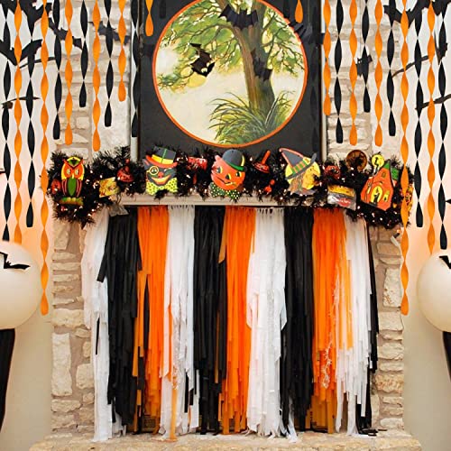 20 Rolls Halloween Crepe Paper Streamers, 1640 Ft Crepe Paper Decorations For Halloween Day Decoration Various Large Hanging Party Backdrop Diy Decoration, Orange & Black Diy Supplies 82Ft/Roll #TOP5