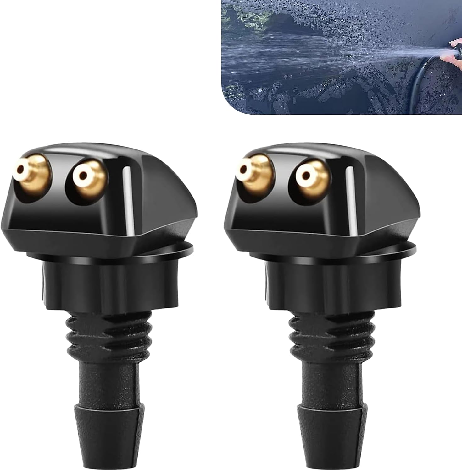 Opuweiy 2PCS Adjustable Windshield Washer Nozzles - Universal Straight Sprayer Replacement for Cars Trucks SUVs Black