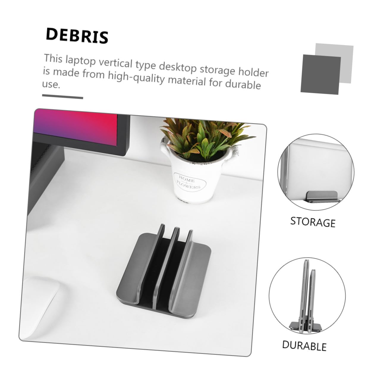 UKCOCO Soporte Portátil Vertical Doble de Aluminio y Resistente para Laptop y Tablet Base Ergonómica y Práctica para Ordenador Diseño Compacto y Duradero