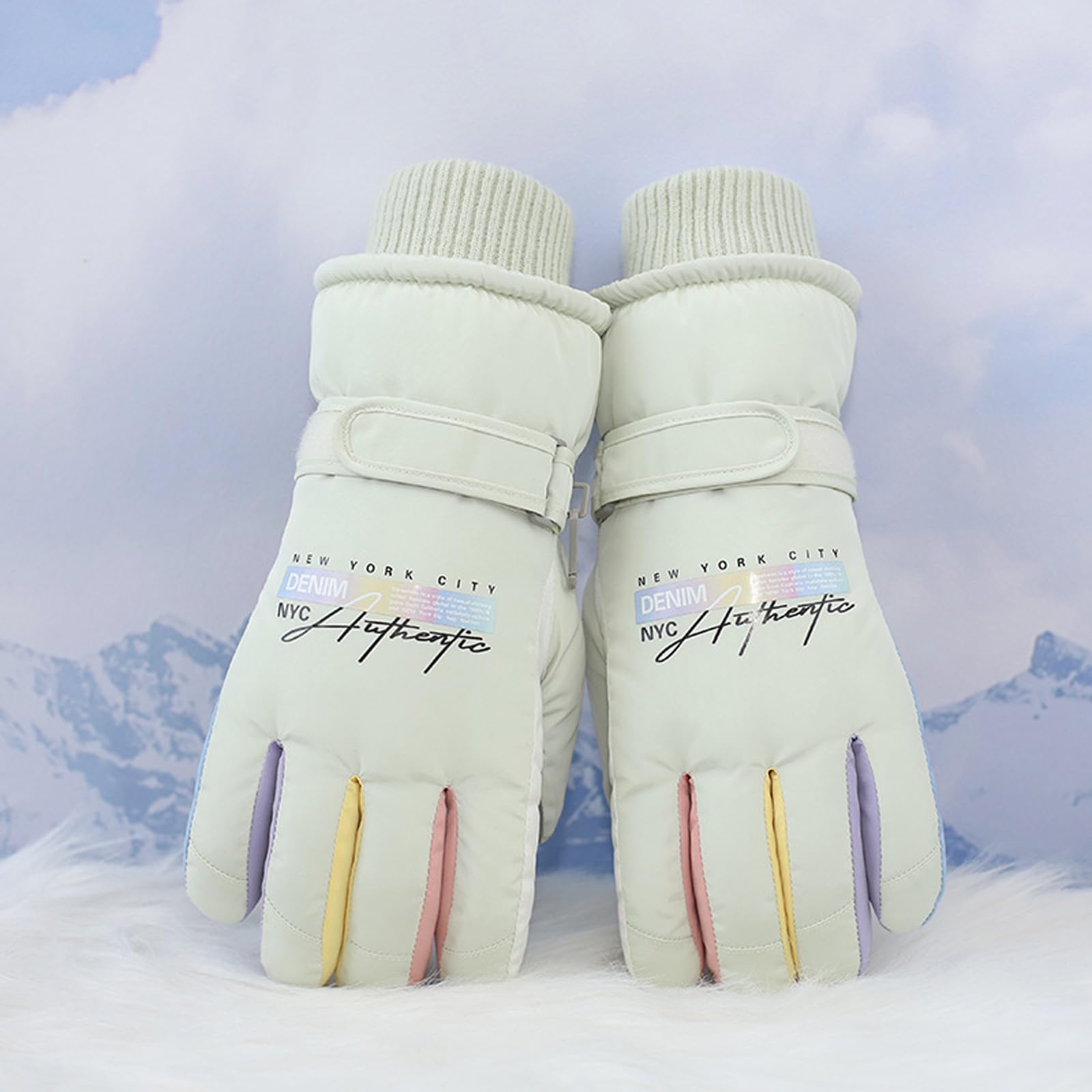 KEYDUACU Winter Ski Snow Gloves for Men, Women, Waterproof Touchscreen Windproof Cold Weather Hand Warming Winter Work Snowboard Gloves for Skiing Running and Cycling(Green)