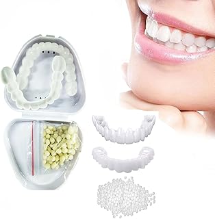 TISTIK Folheados de dentes cosméticos Folheados de dentes falsos superiores e inferiores Folheados de encaixe confortável Dentes falsos Folheados instantâneos Dentaduras,1 pairs