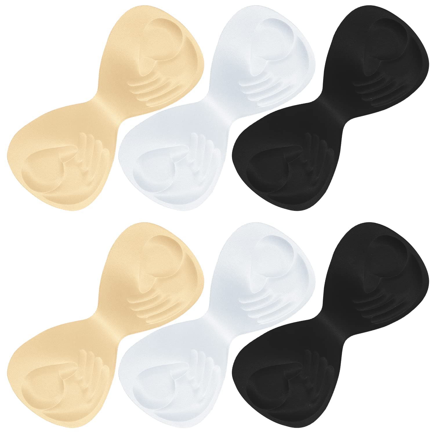 MAKINGTEC 6 Pieces Bra Pads, Insert Bra Cup Replacement, One Piece Massage Granule Breast Pads, Foam Palm Rest Breast Pads for Bikini Tops Swimwear Sports Underwear Spacers(Beige, Black, White)