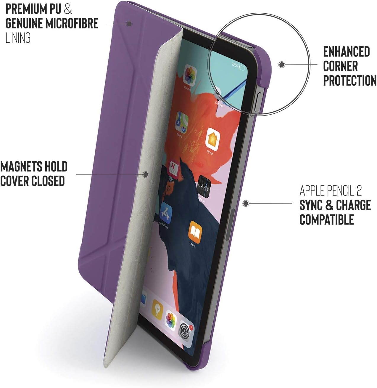 Bіg Sаlе Pipetto Origami iPad Case Pro 11 (2018) with 5 in 1 stand & auto sleep / wake function Purple