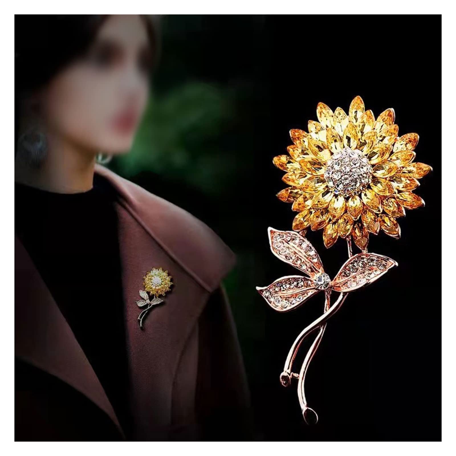 Broche tournesol strass et perles, la solution parfaite pour styliser un blazer trop simple - 8