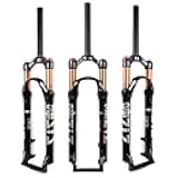 B Bolany MTB Fork Mountain Bike Suspension Fork，26/27.5/29 inch Air Mountain Bike Suspension Fork Suspension MTB Gas Fork 100mm Travel Straight/Tapered Tube Bicycle Front Fork