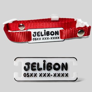 Sallanmayan,  simlikli, Telefon Numaras  Yaz l , Kedi Boyun Tasmas  Safety Click K rm z  Renk