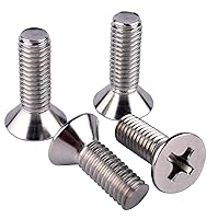 Vista 13 de 20 piezas de tornillos de máquina Phillips de cabeza avellanada plana de 1/4-20 x 1-1/2" UNC, acero inoxidable 304 18-8, rosca completa, rosca gruesa