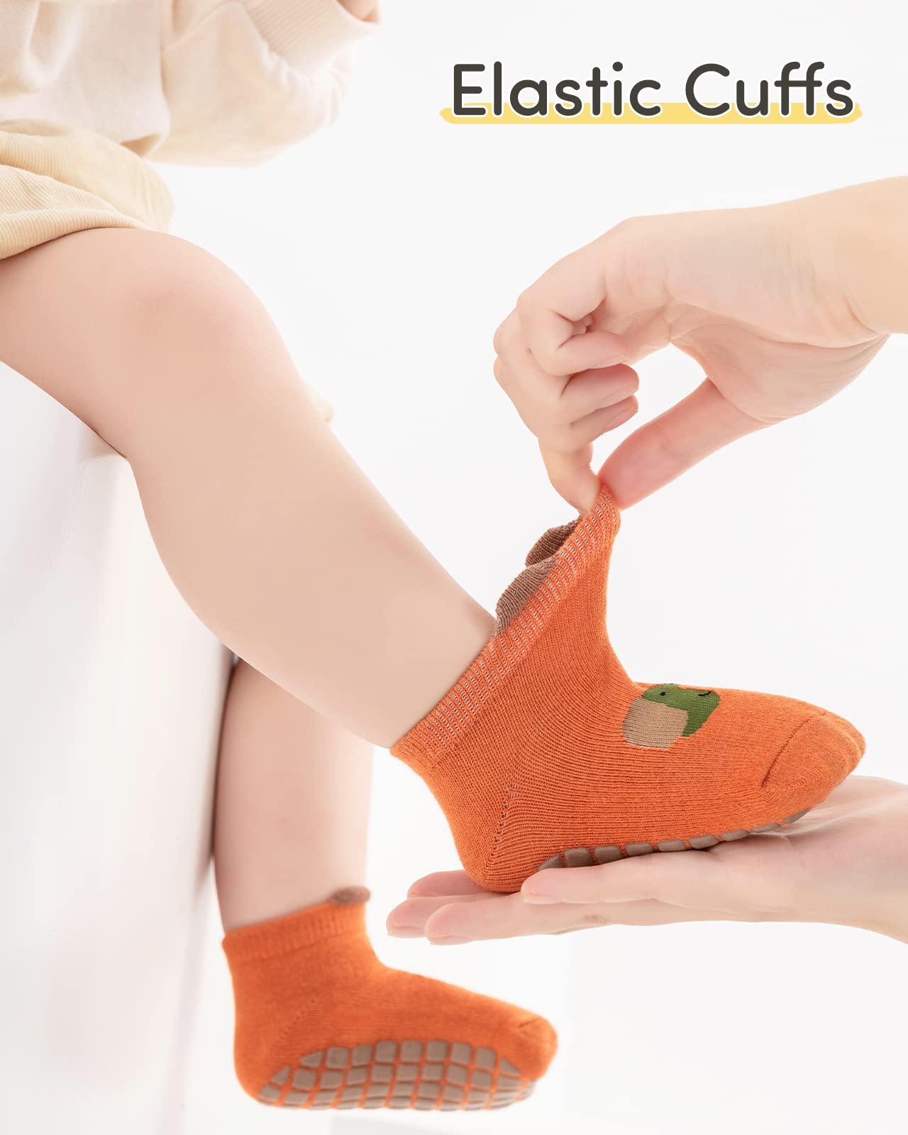 Adorel Chaussettes Antidérapantes Coton Basse Motif Animaux Bébé Lot de 6