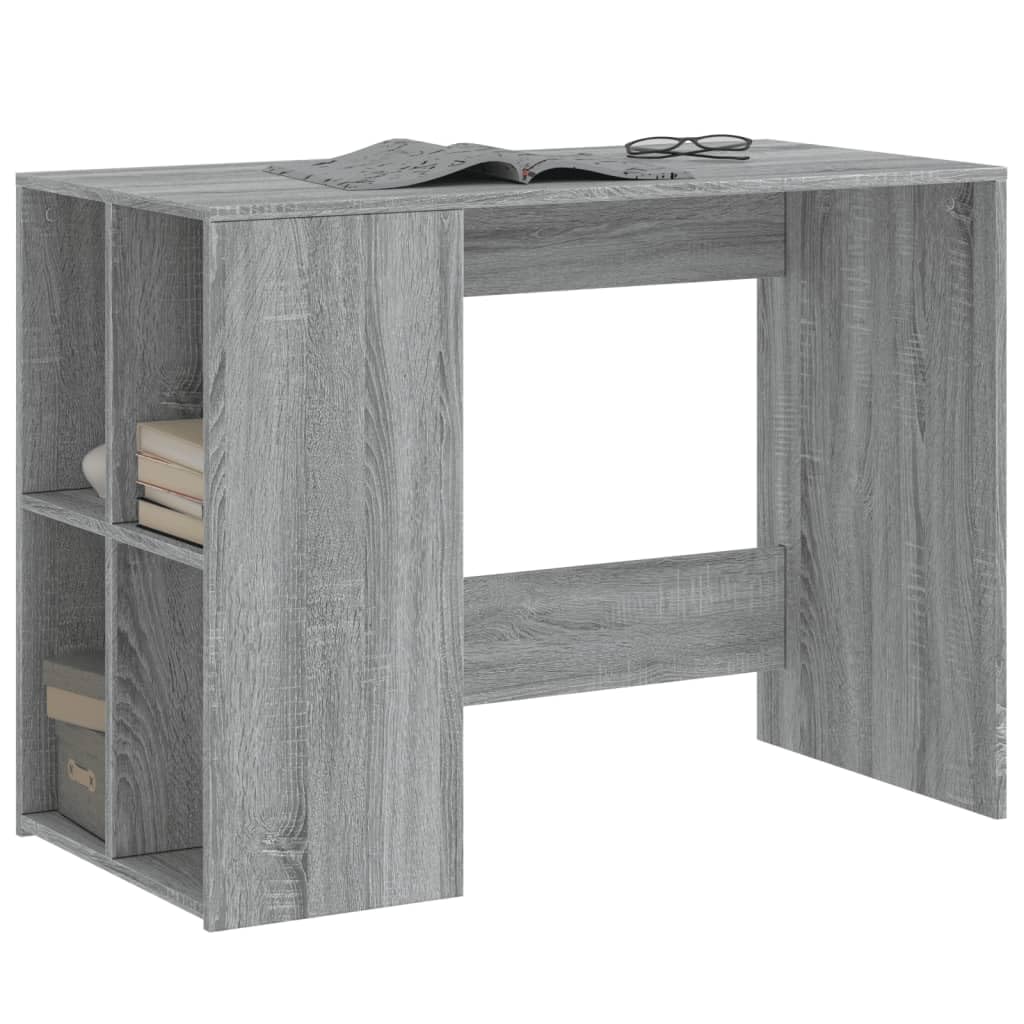 Schreibtisch Grau Sonoma 102 x 50 x 75 cm Holzwerkstoff mit Stauraum für Computer, Laptop, Büro, Homeoffice, Lernen, Gaming und Ordnung