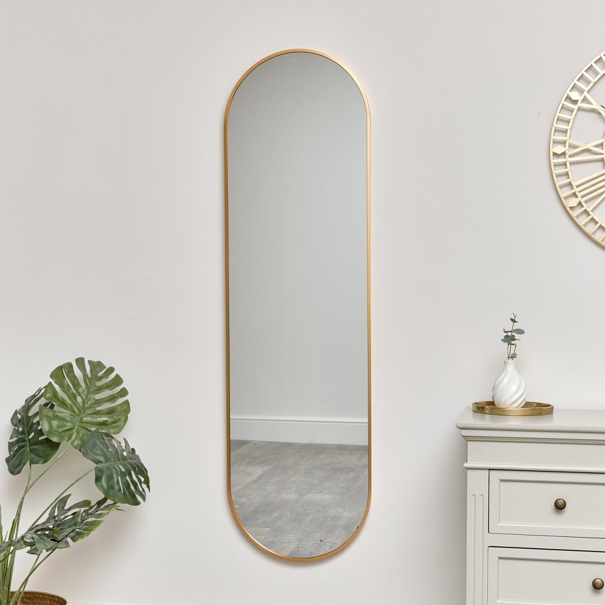 Melody Maison Copper, Warm Gold Warm Gold Oval Framed Wall Mirror 140Cm X 40Cm